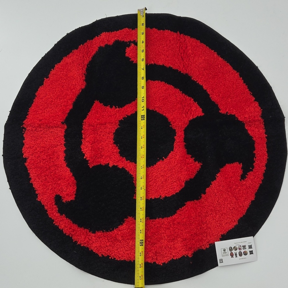Red and Black Mystic Eye Circular Rug New - Picture 9 of 12